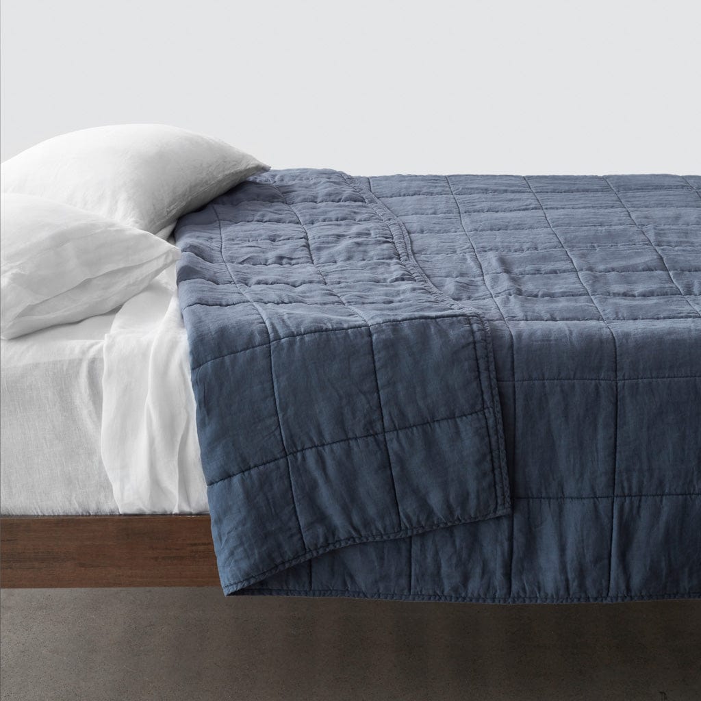 QA | Stonewashed Linen Quilt - Slate Blue