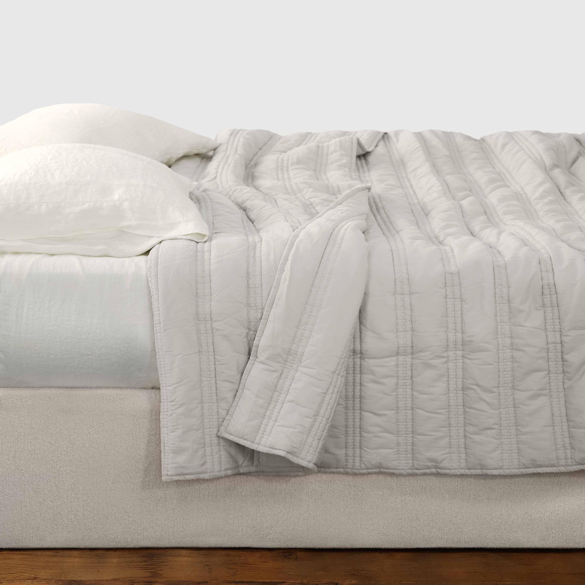 Organic Stonewashed Percale Channel Quilt - Warm Grey