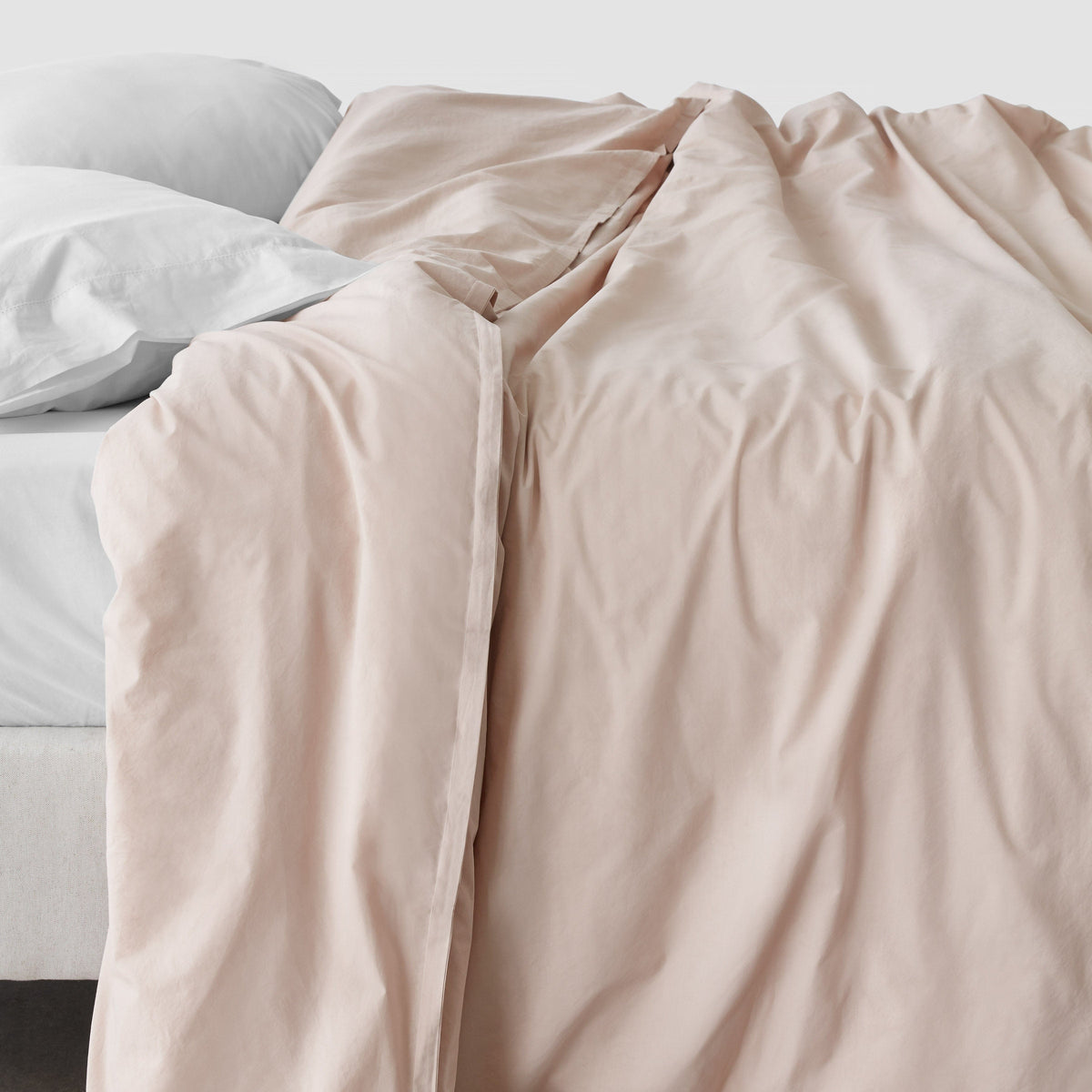 Stonewashed Organic Cotton Percale Duvet Cover - Blush