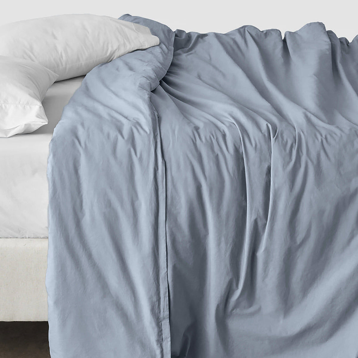 Stonewashed Organic Cotton Percale Duvet Cover - French Blue