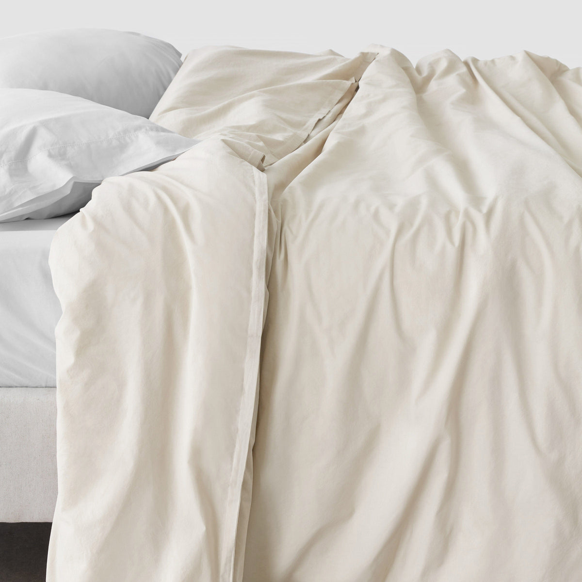 Stonewashed Organic Cotton Percale Duvet Cover - Ivory