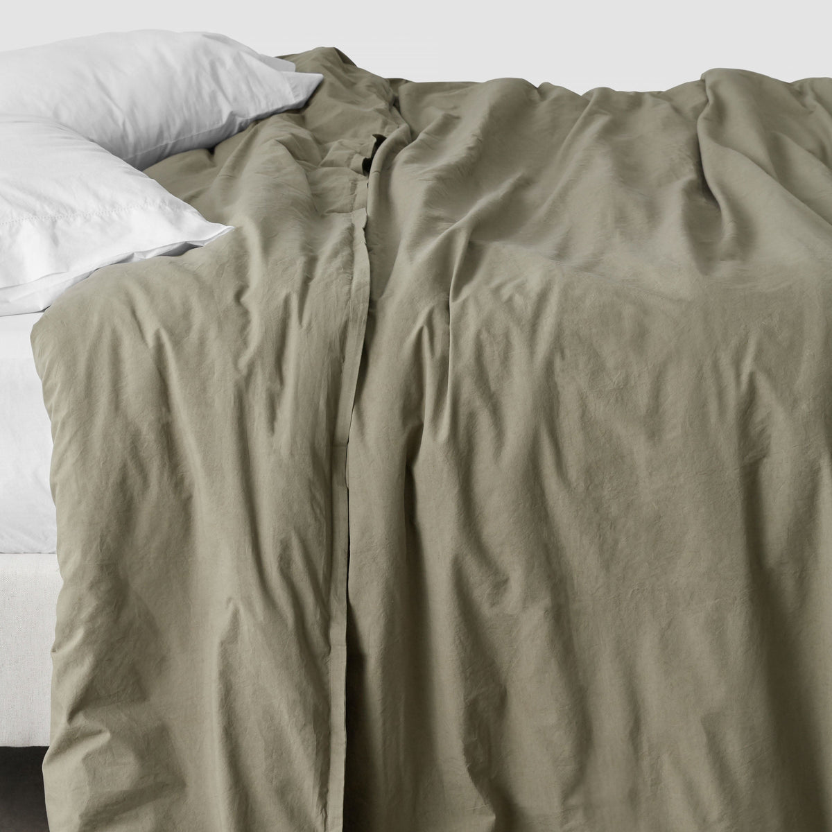 Stonewashed Organic Cotton Percale Duvet Cover - Olive