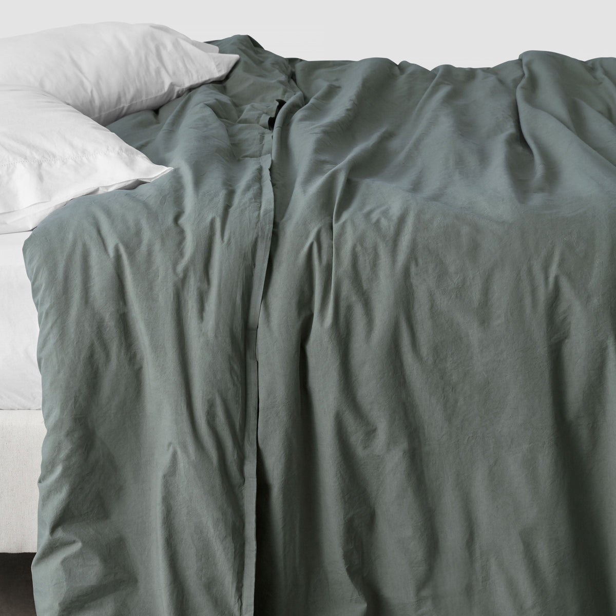 Stonewashed Organic Cotton Percale Duvet Cover - Aegean