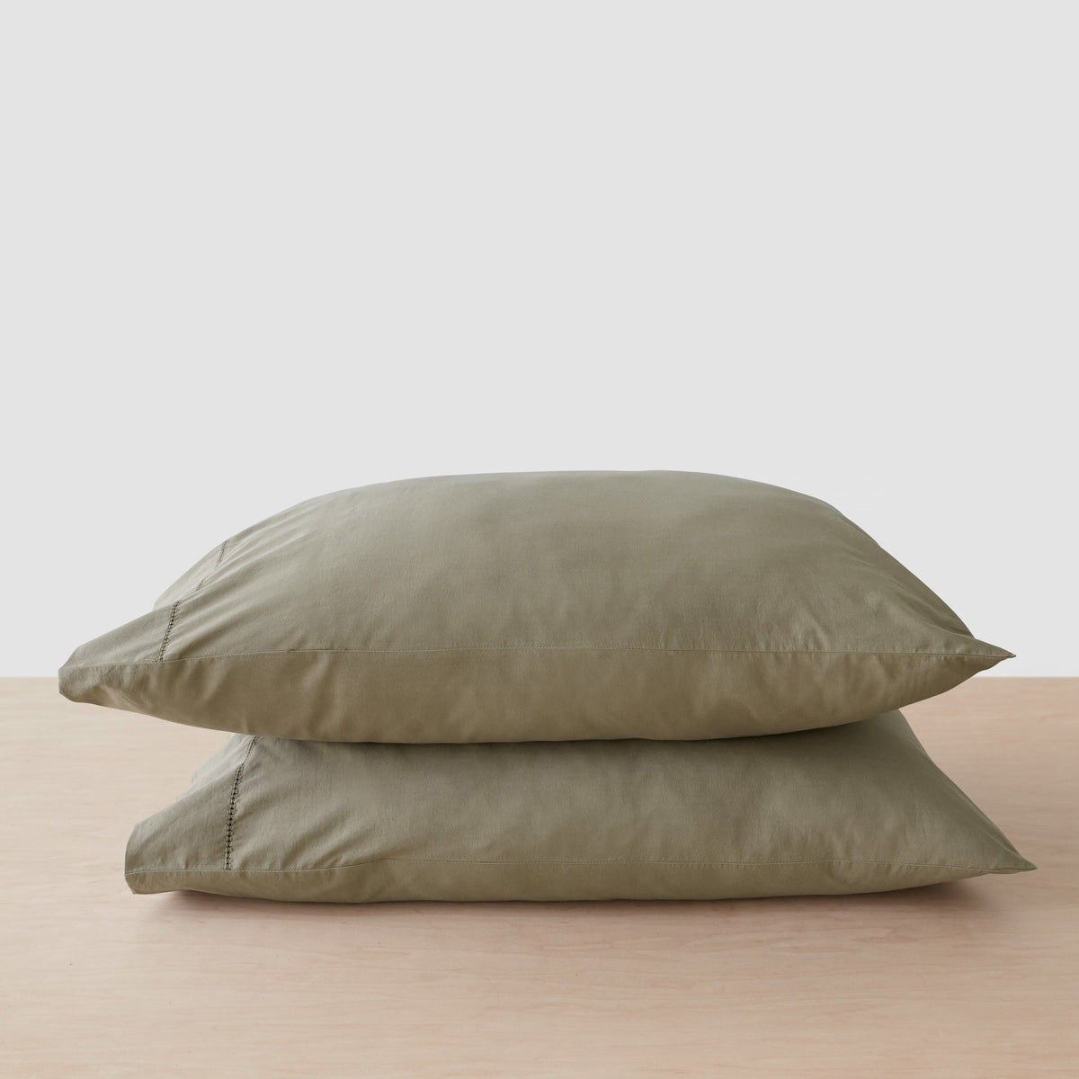 Stonewashed Organic Cotton Percale Pillowcases - Olive