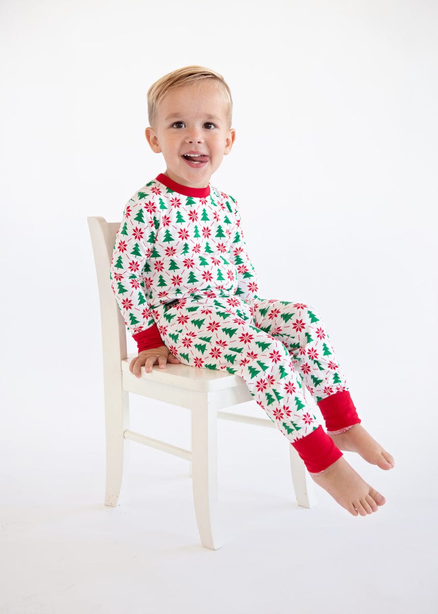 Snug-Fitting Unisex Toddler Matching Set - Poinsettia and Tree