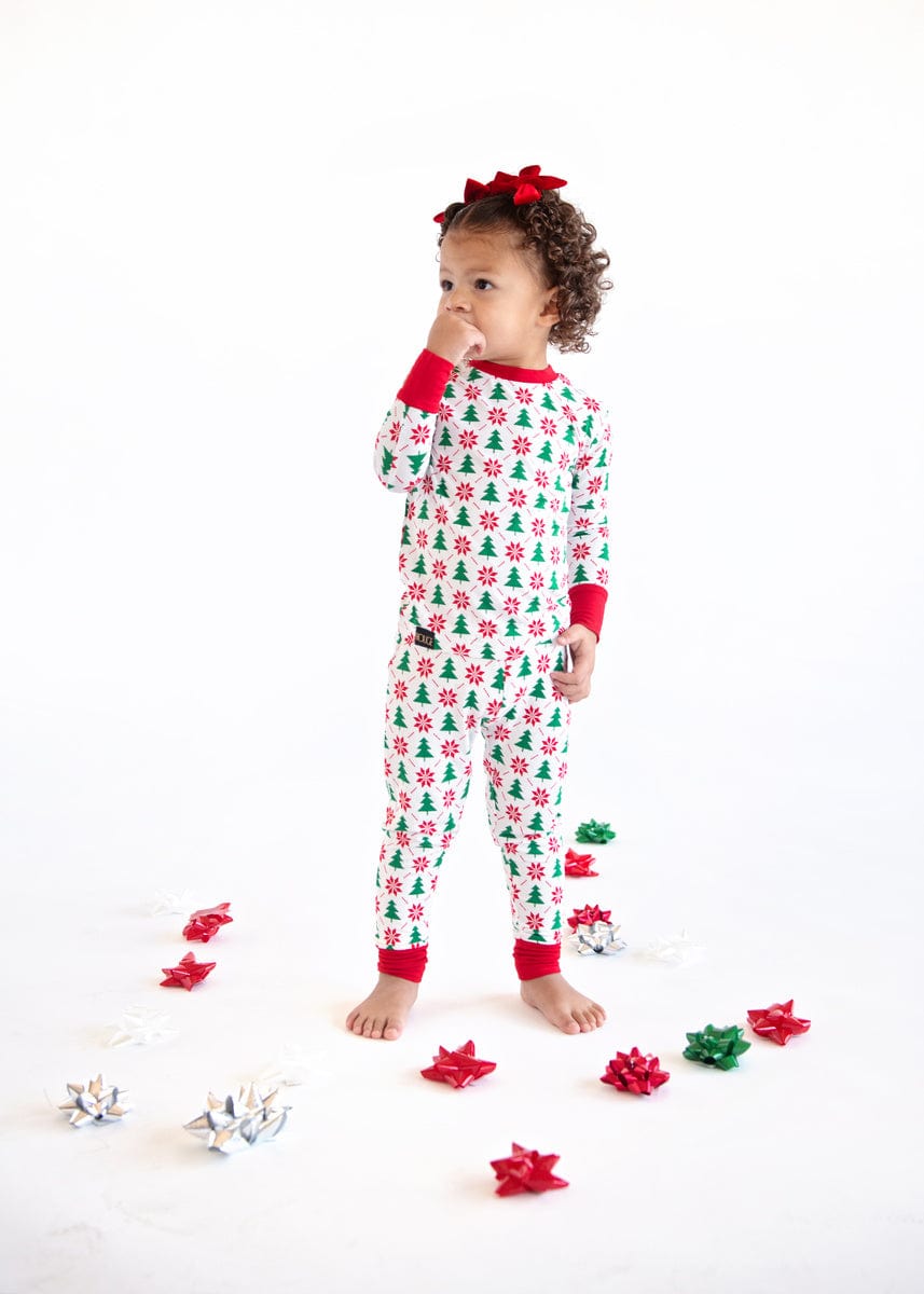 Snug-Fitting Unisex Toddler Matching Set - Poinsettia and Tree - Image 4