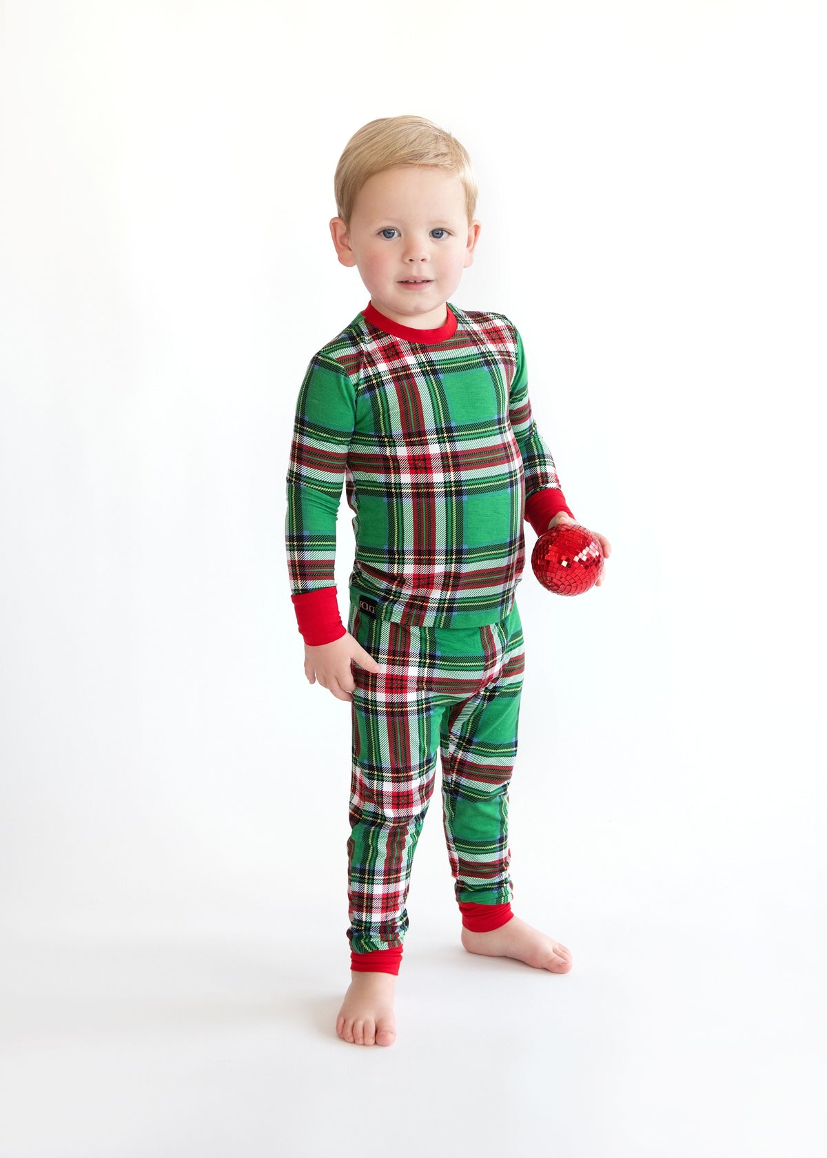 Snug-Fitting Unisex Toddler Matching Set - Green Plaid