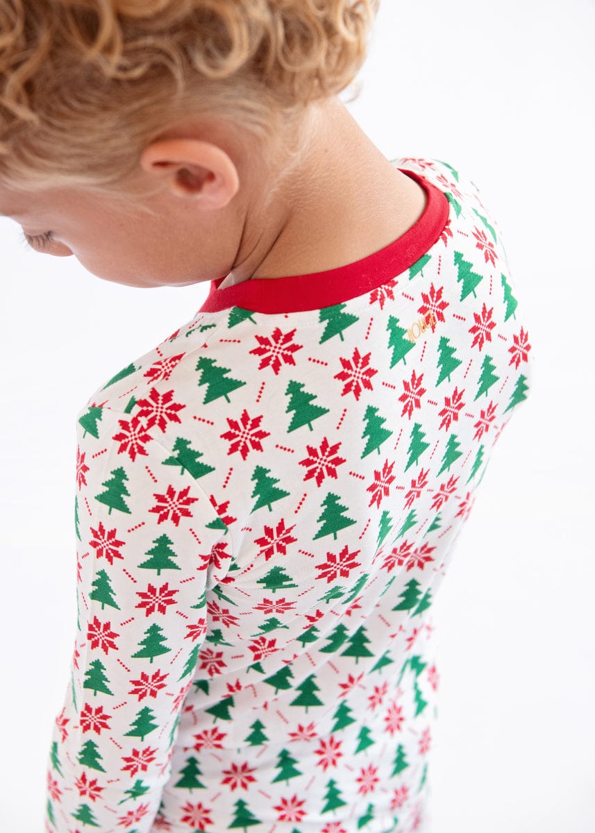 Snug-Fitting Unisex Tween Matching Set - Poinsettia and Tree - Image 3