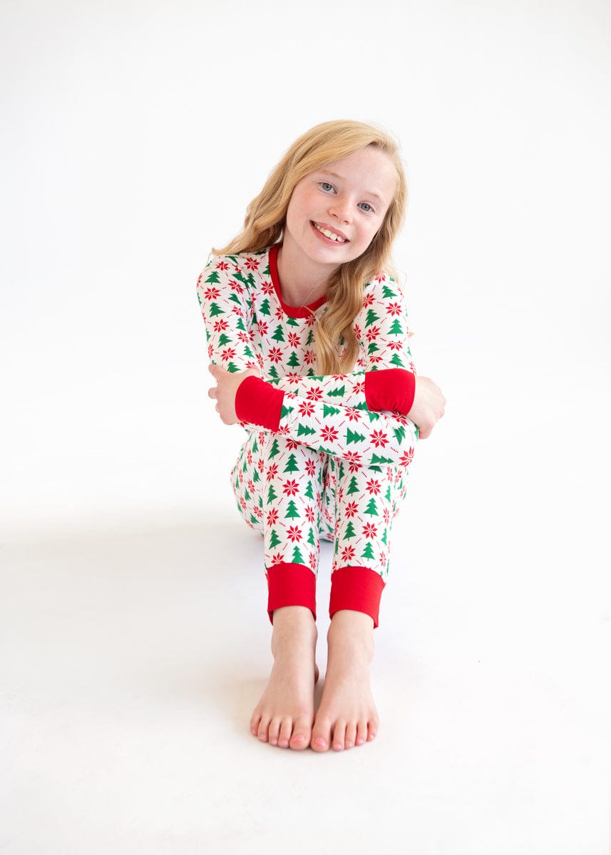 Snug-Fitting Unisex Tween Matching Set - Poinsettia and Tree - Image 5