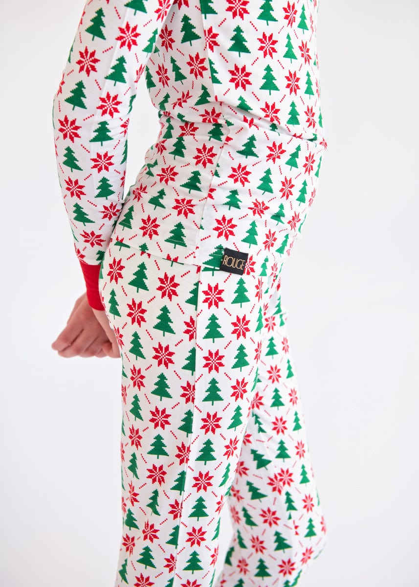 Snug-Fitting Unisex Tween Matching Set - Poinsettia and Tree - Image 6