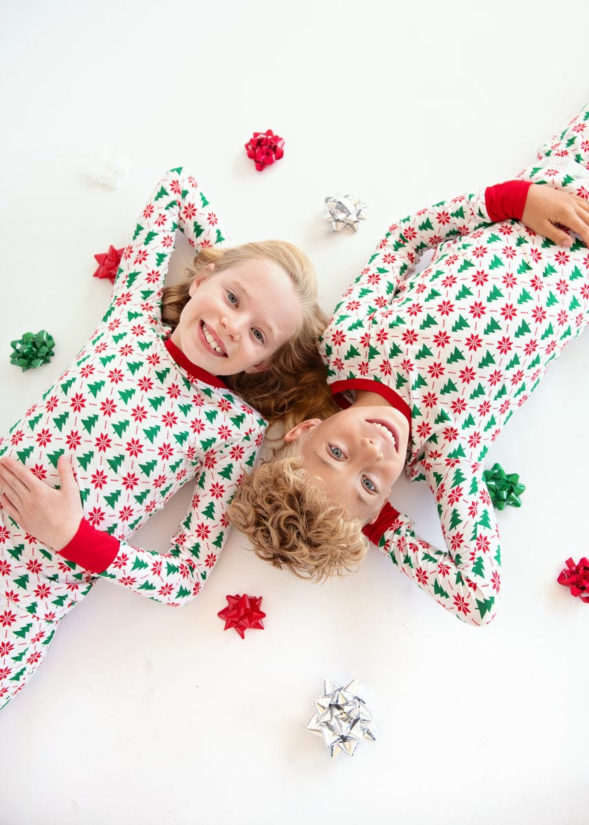 Snug-Fitting Unisex Tween Matching Set - Poinsettia and Tree - Image 7