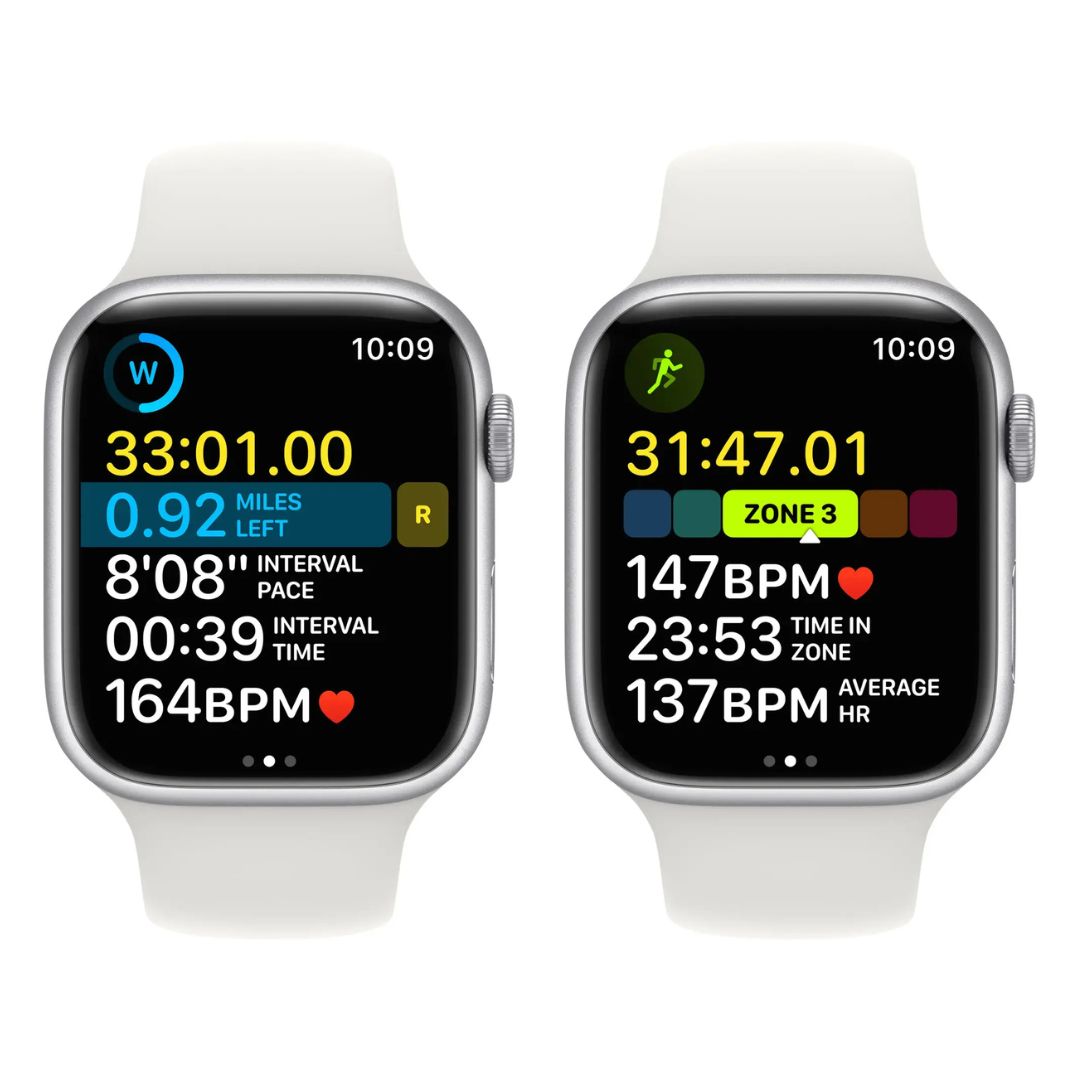 Apple Watch Series 8 (GPS+ Cellular 45MM) Silver Aluminum Case with White Sport Band - MP4Q3LL/A - Image 4