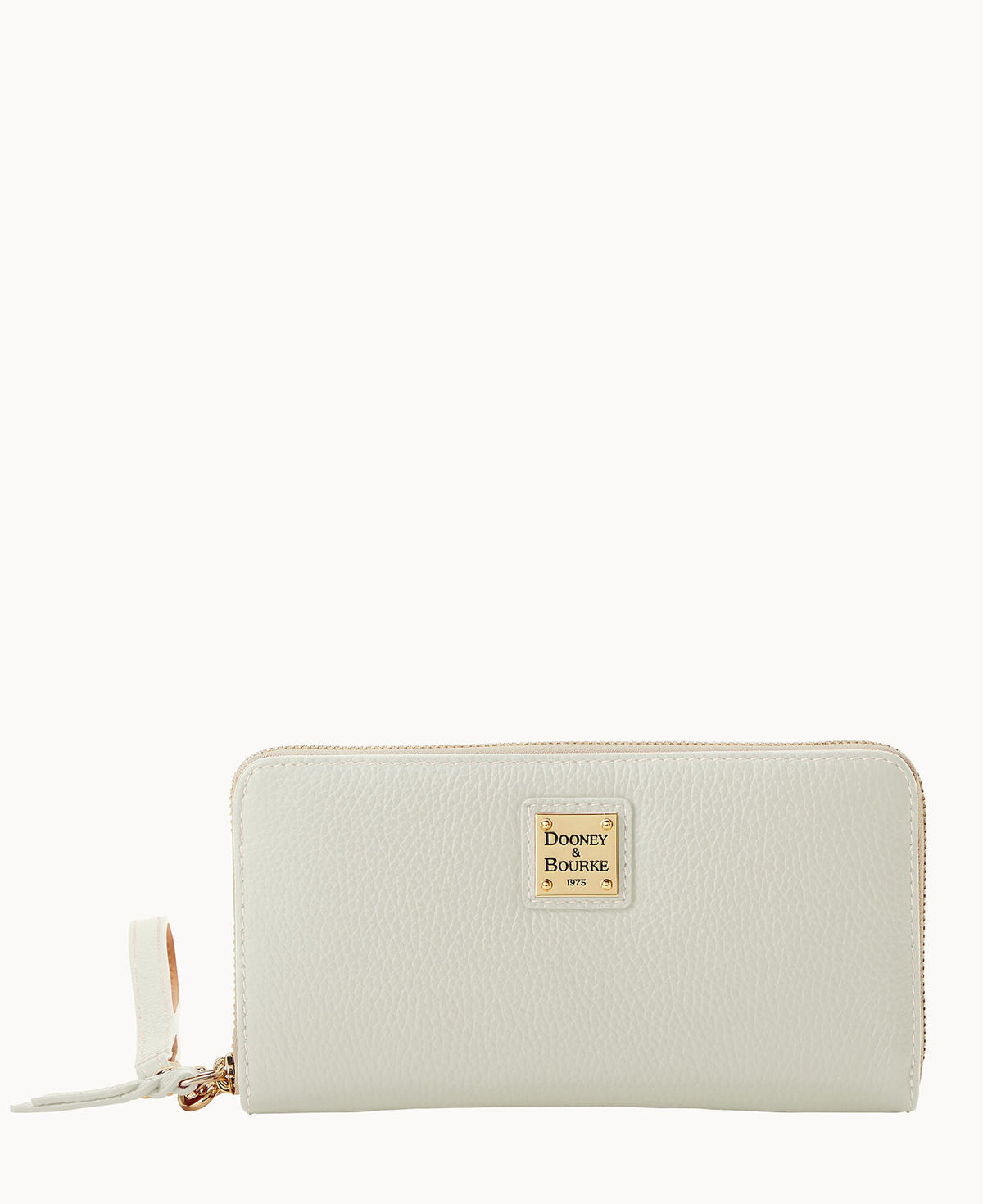 Lucca Leather Large Zip Around Wristlet - White