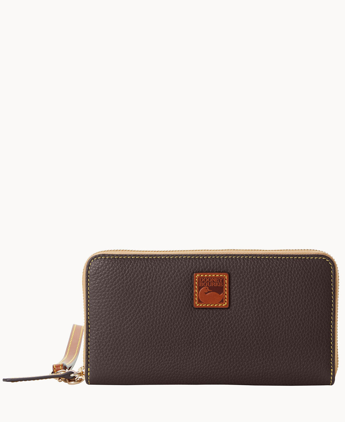 Pebble Grain Large Zip Around Wristlet - Brown Tmoro