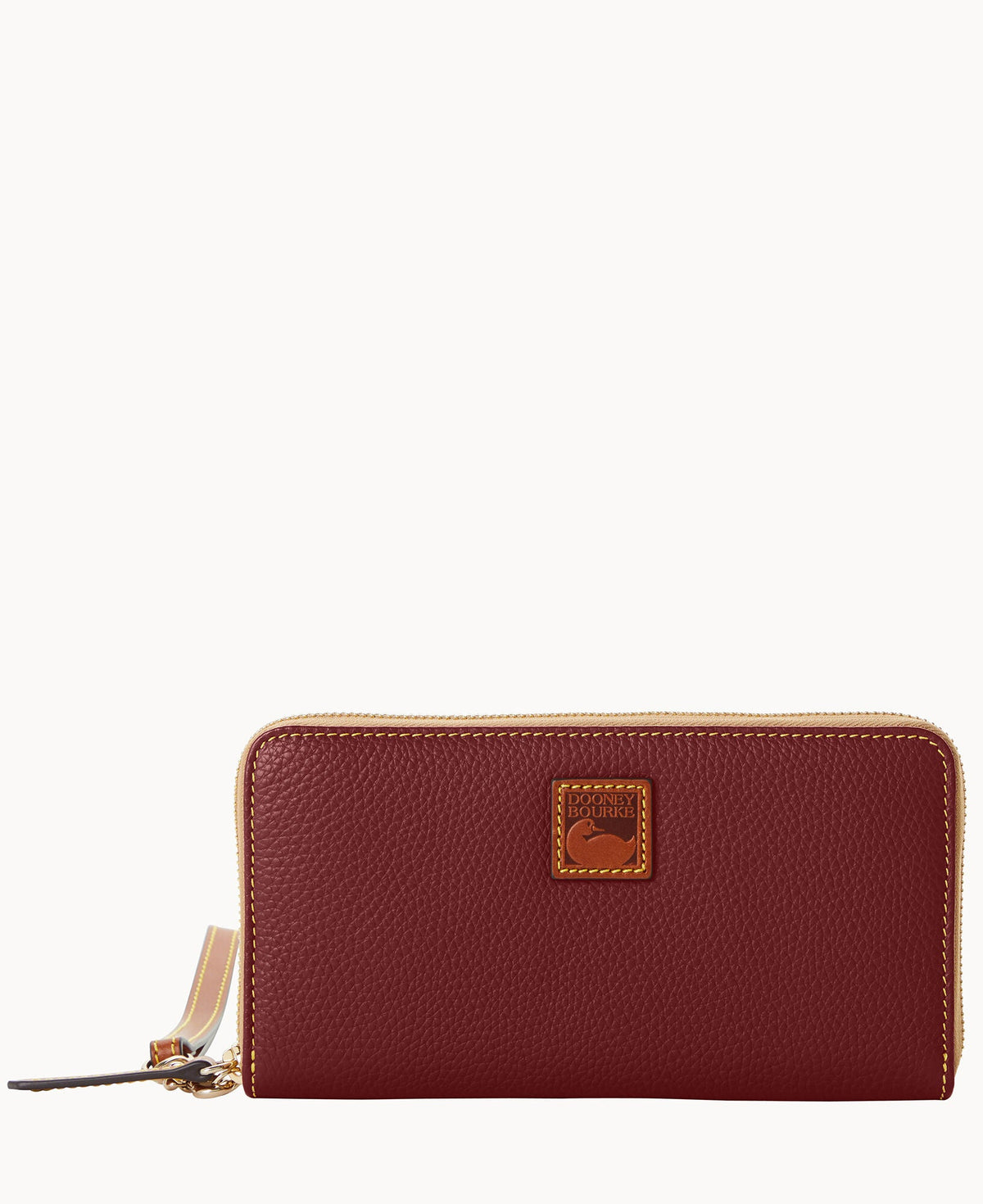 Pebble Grain Large Zip Around Wristlet - Bordeaux
