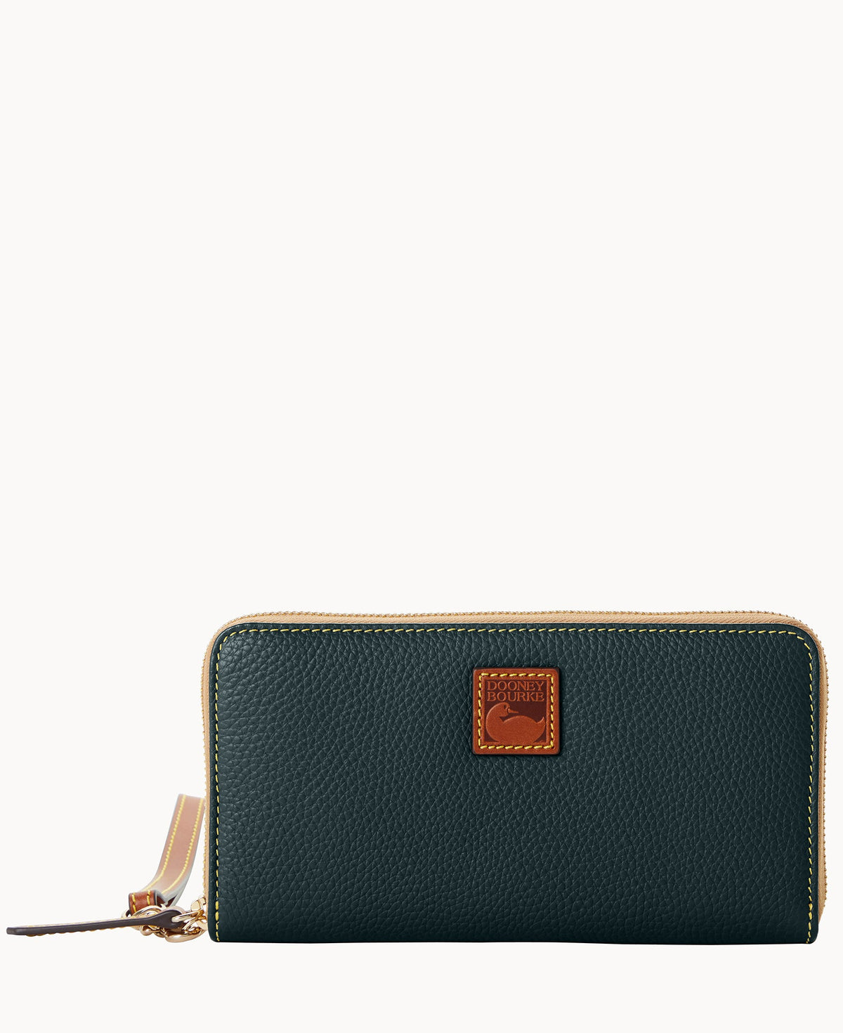 Pebble Grain Large Zip Around Wristlet - Forest