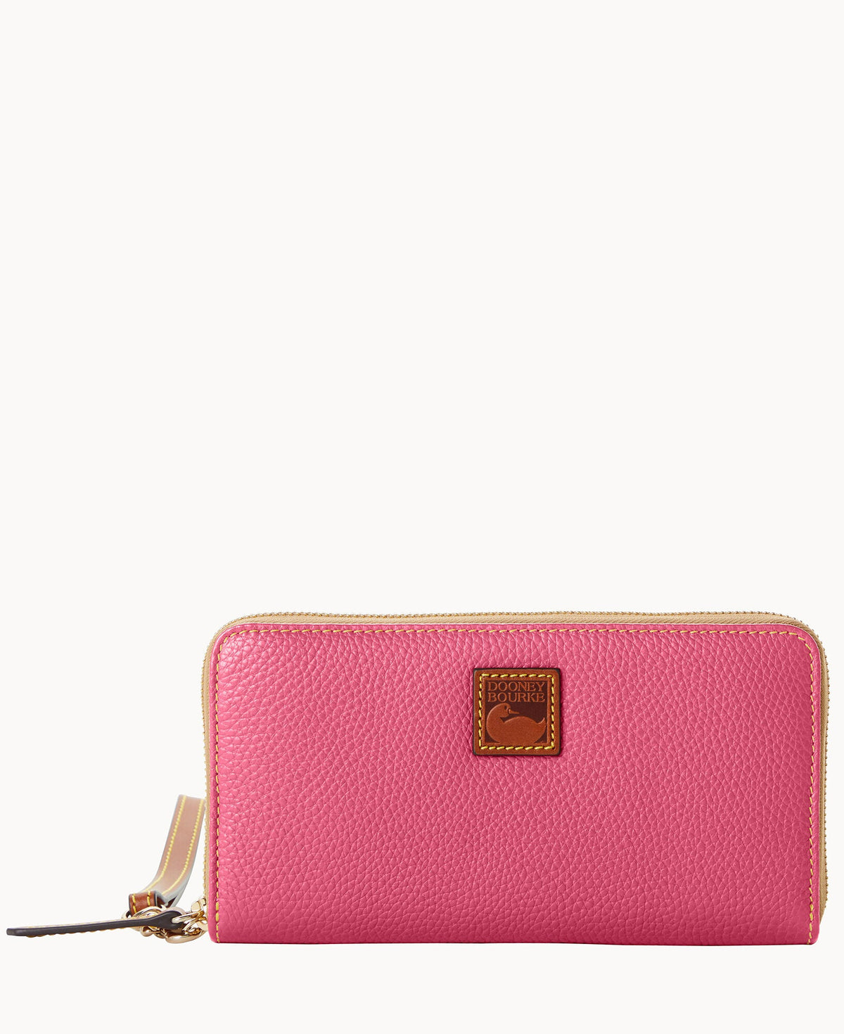 Pebble Grain Large Zip Around Wristlet - Hot Pink