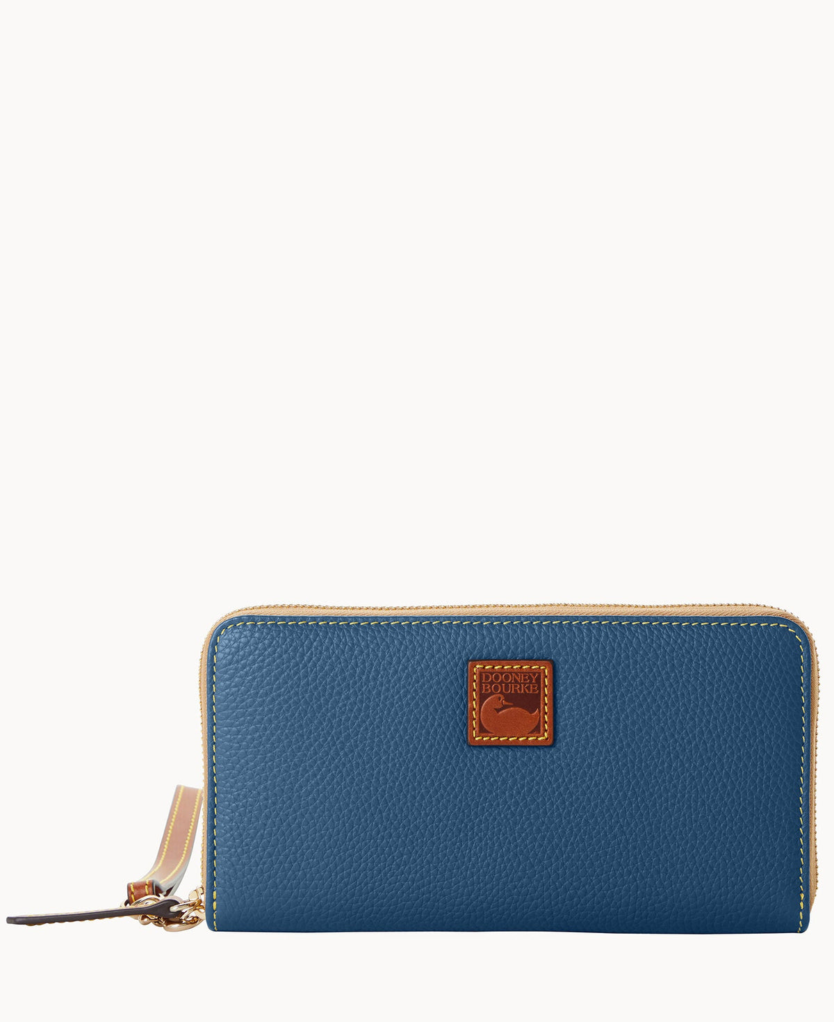 Pebble Grain Large Zip Around Wristlet - Jeans