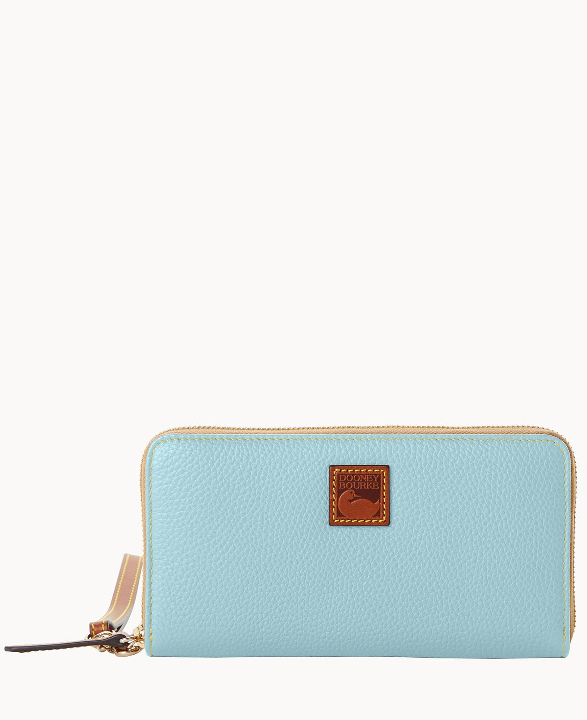 Pebble Grain Large Zip Around Wristlet - Pale Blue
