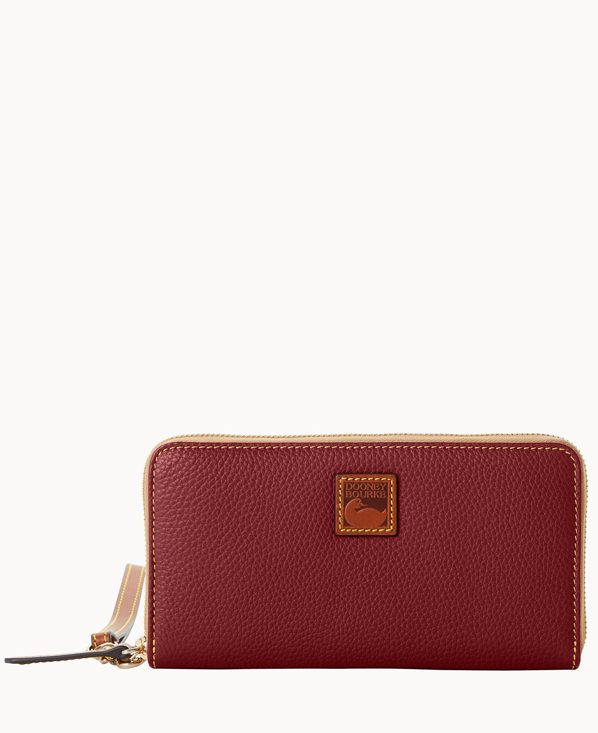 Pebble Grain Large Zip Around Wristlet - Wine