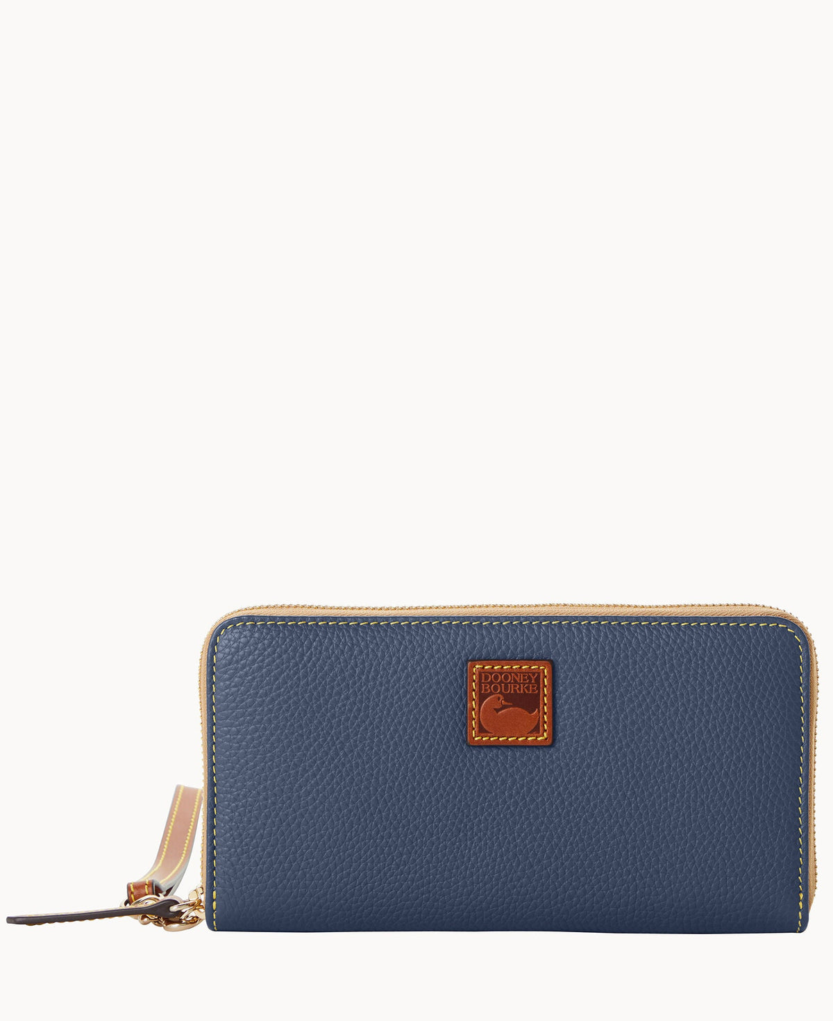 Pebble Grain Large Zip Around Wristlet - Steel Blue
