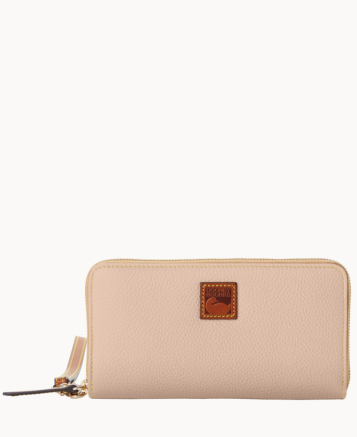 Pebble Grain Large Zip Around Wristlet - Blush