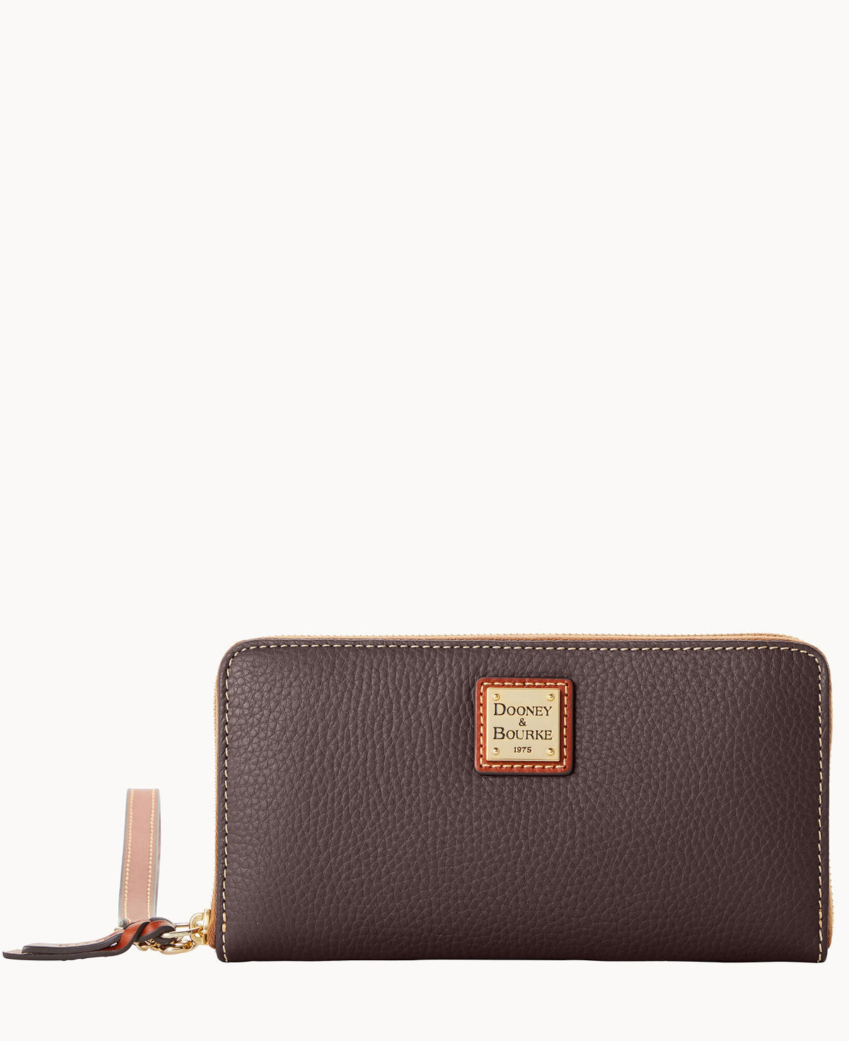 Pebble Grain Large Zip Around Wristlet - Brown Tmoro