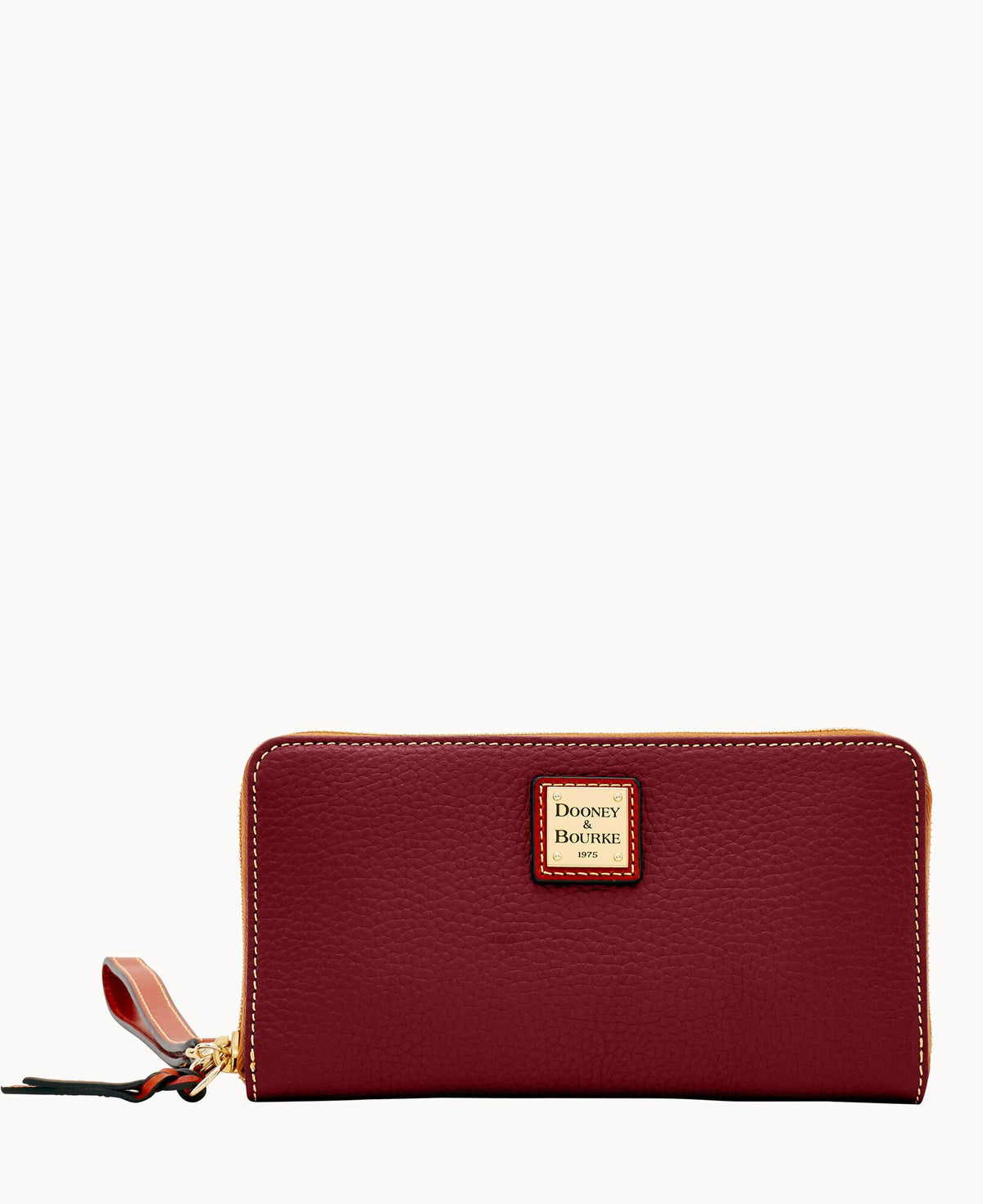 Pebble Grain Large Zip Around Wristlet - Bordeaux