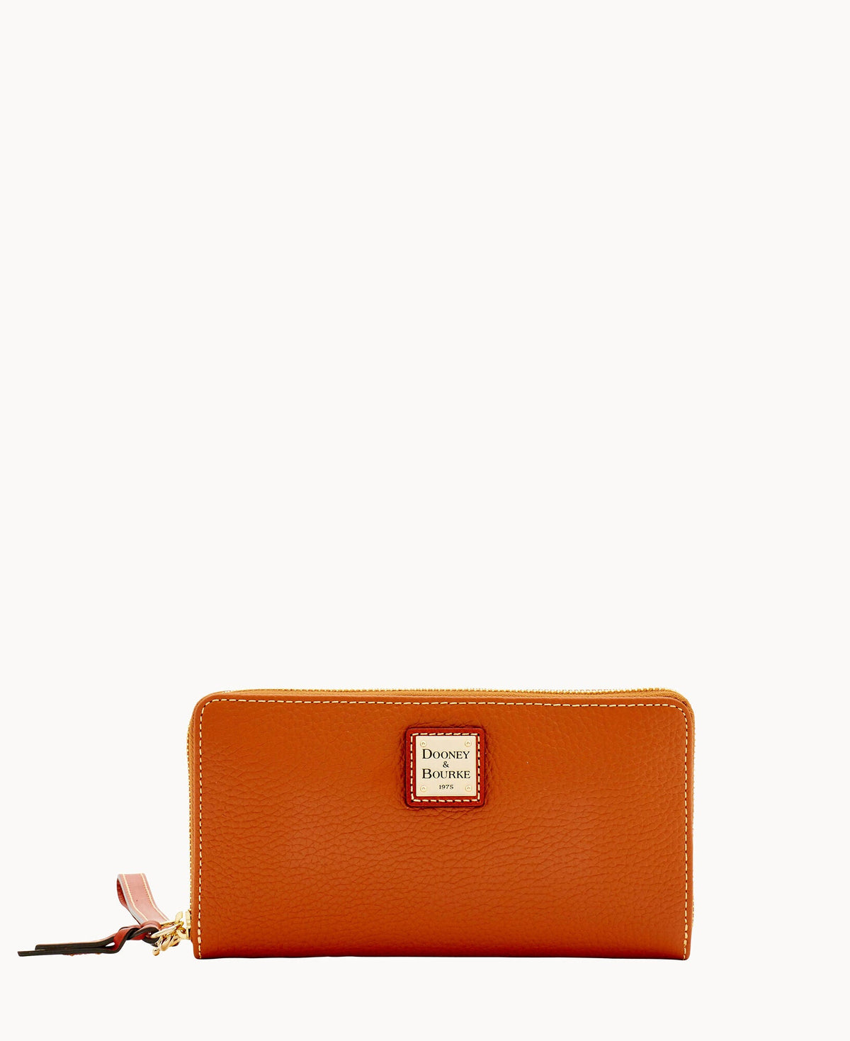 Pebble Grain Large Zip Around Wristlet - Caramel
