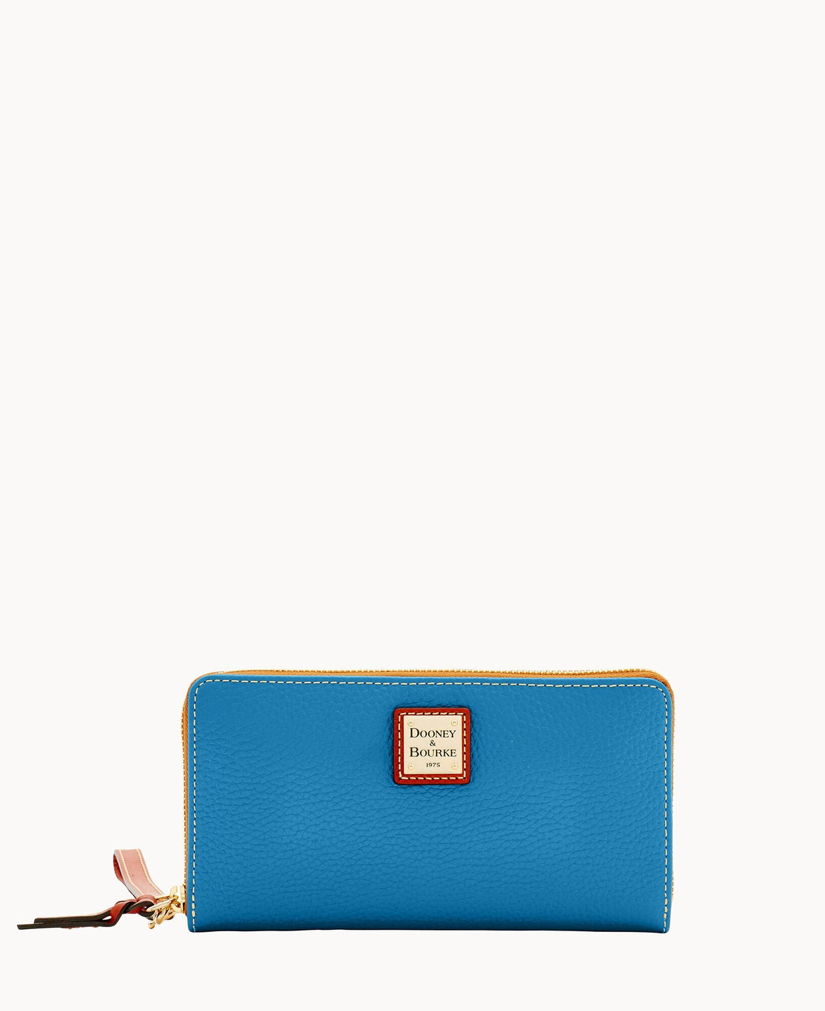Pebble Grain Large Zip Around Wristlet - Azure