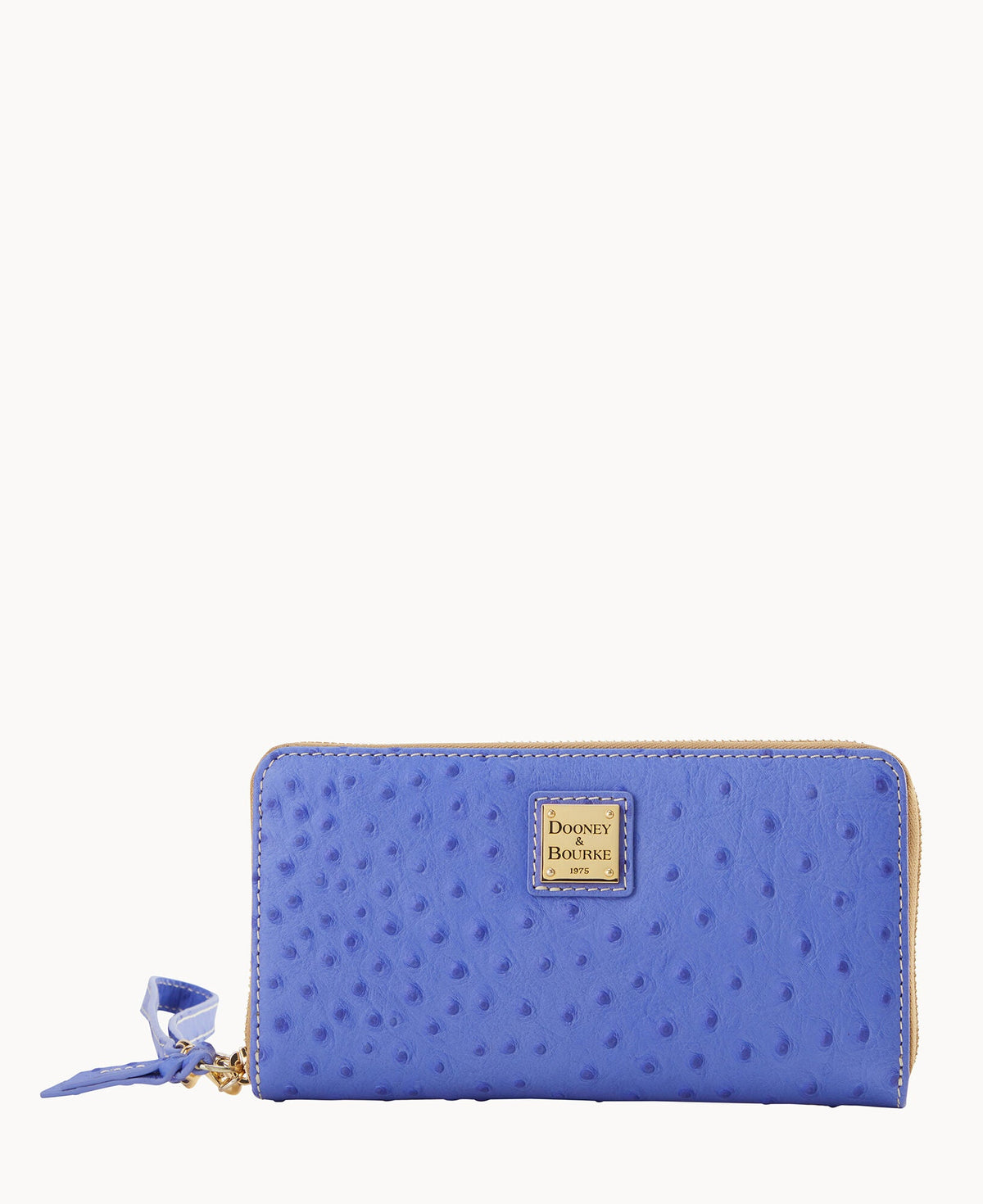 Ostrich Large Zip Around Wristlet - Periwinkle