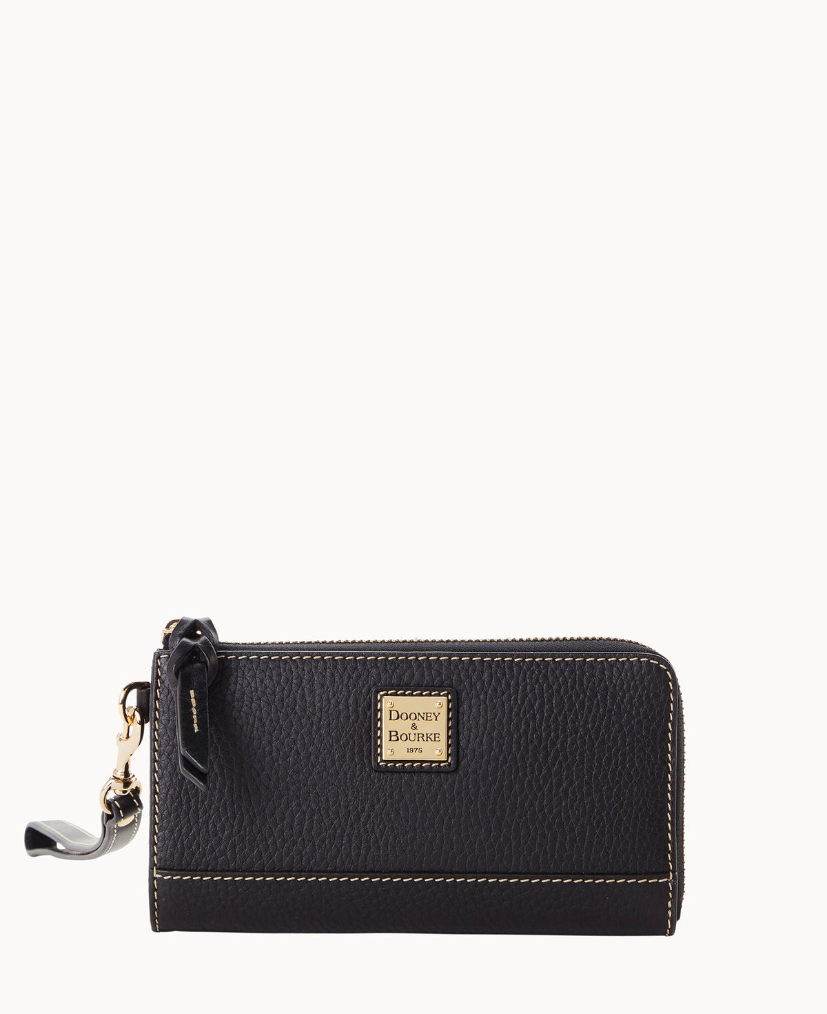 Pebble Grain Folded Zip Wristlet - Black Black