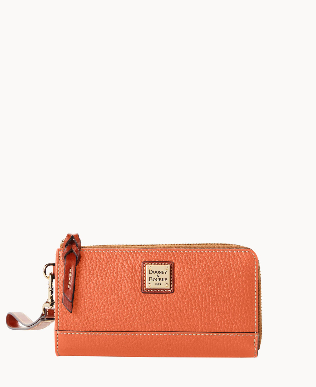 Pebble Grain Folded Zip Wristlet - Coral