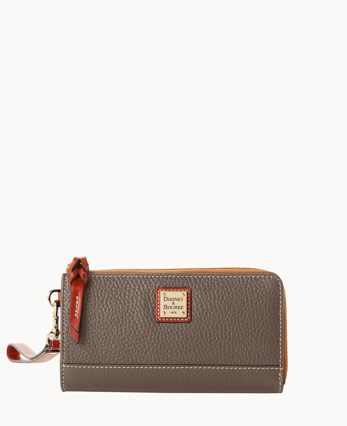 Pebble Grain Folded Zip Wristlet - Elephant