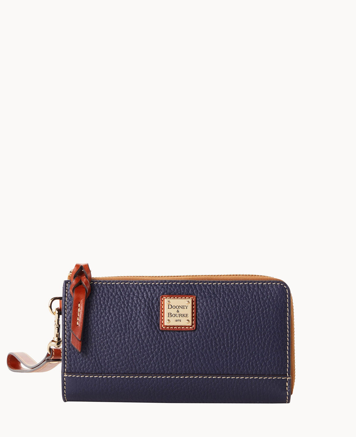 Pebble Grain Folded Zip Wristlet - Midnight Blue