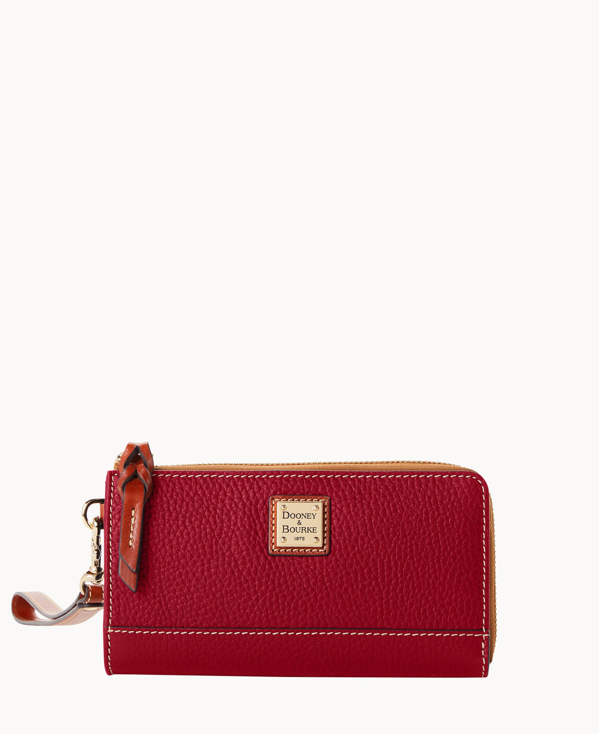 Pebble Grain Folded Zip Wristlet - Wine
