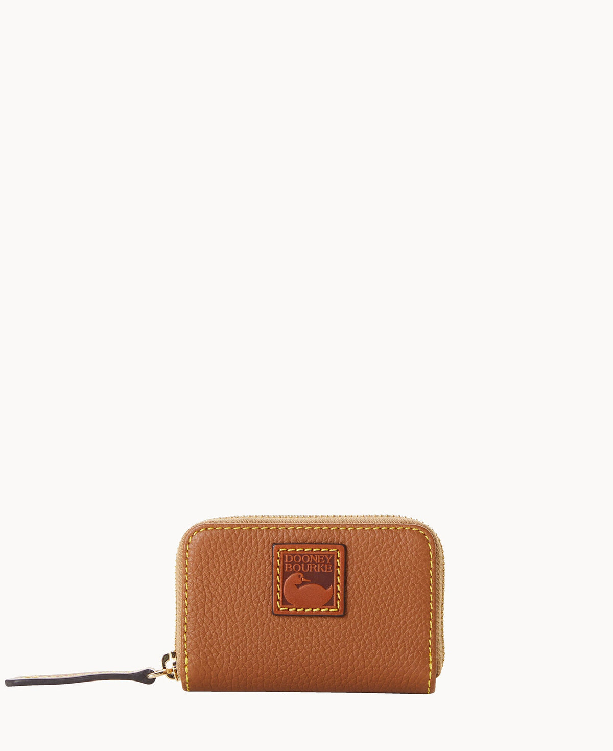 Pebble Grain Zip Around Credit Card Case - Caramel