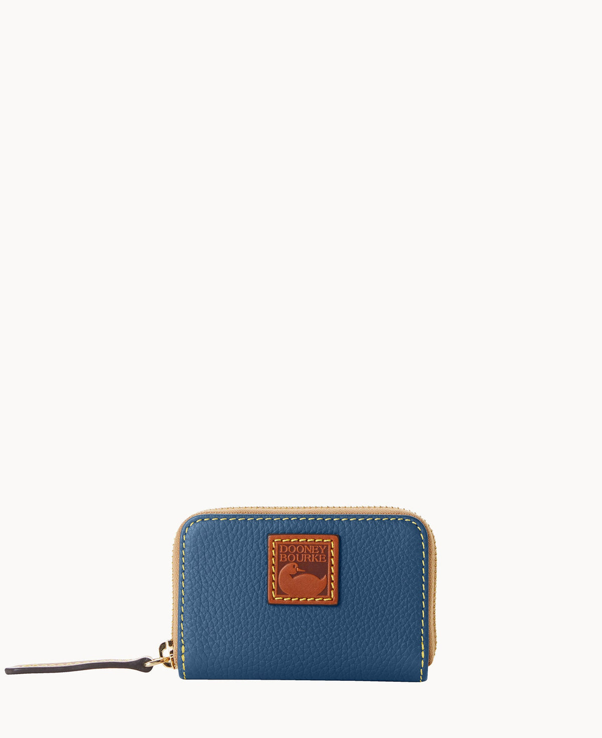 Pebble Grain Zip Around Credit Card Case - Jeans