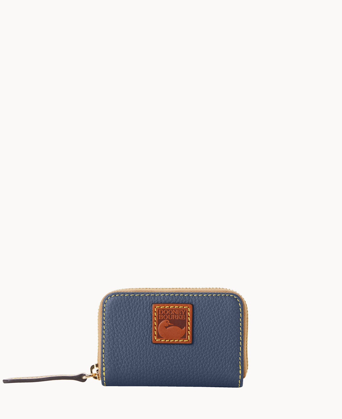 Pebble Grain Zip Around Credit Card Case - Steel Blue