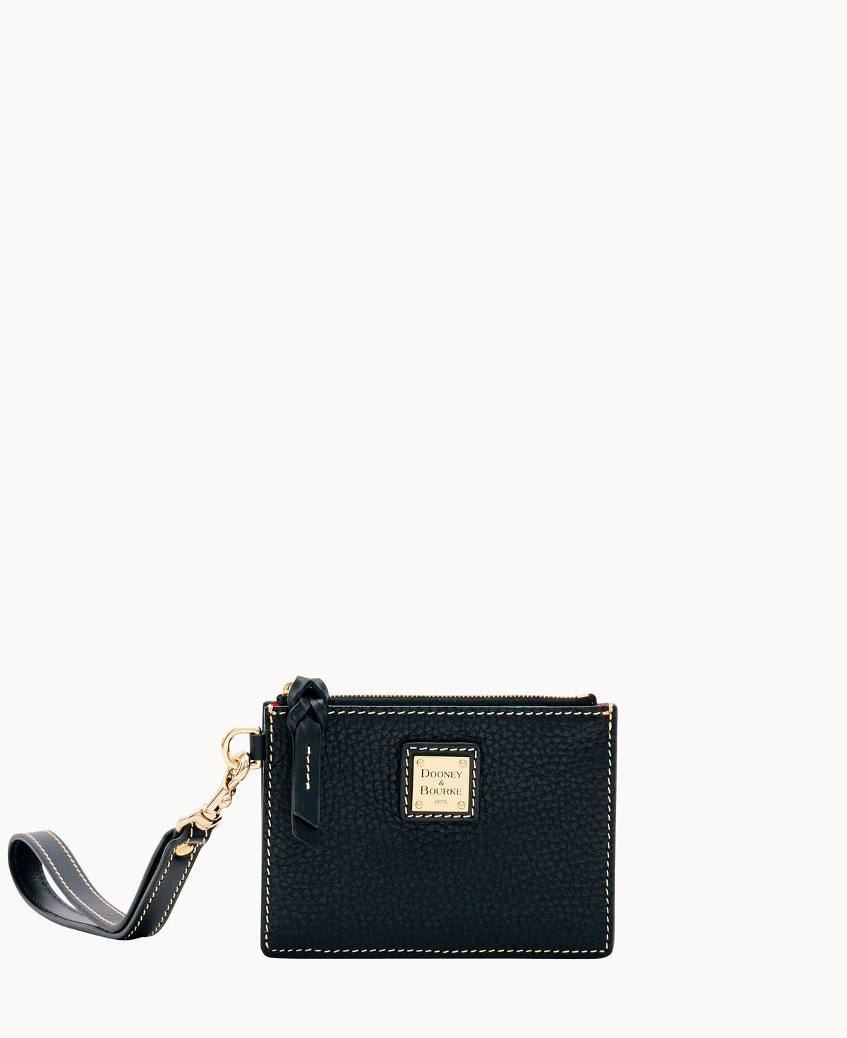 Pebble Grain Zip Top Card Case Wristlet - Black Black