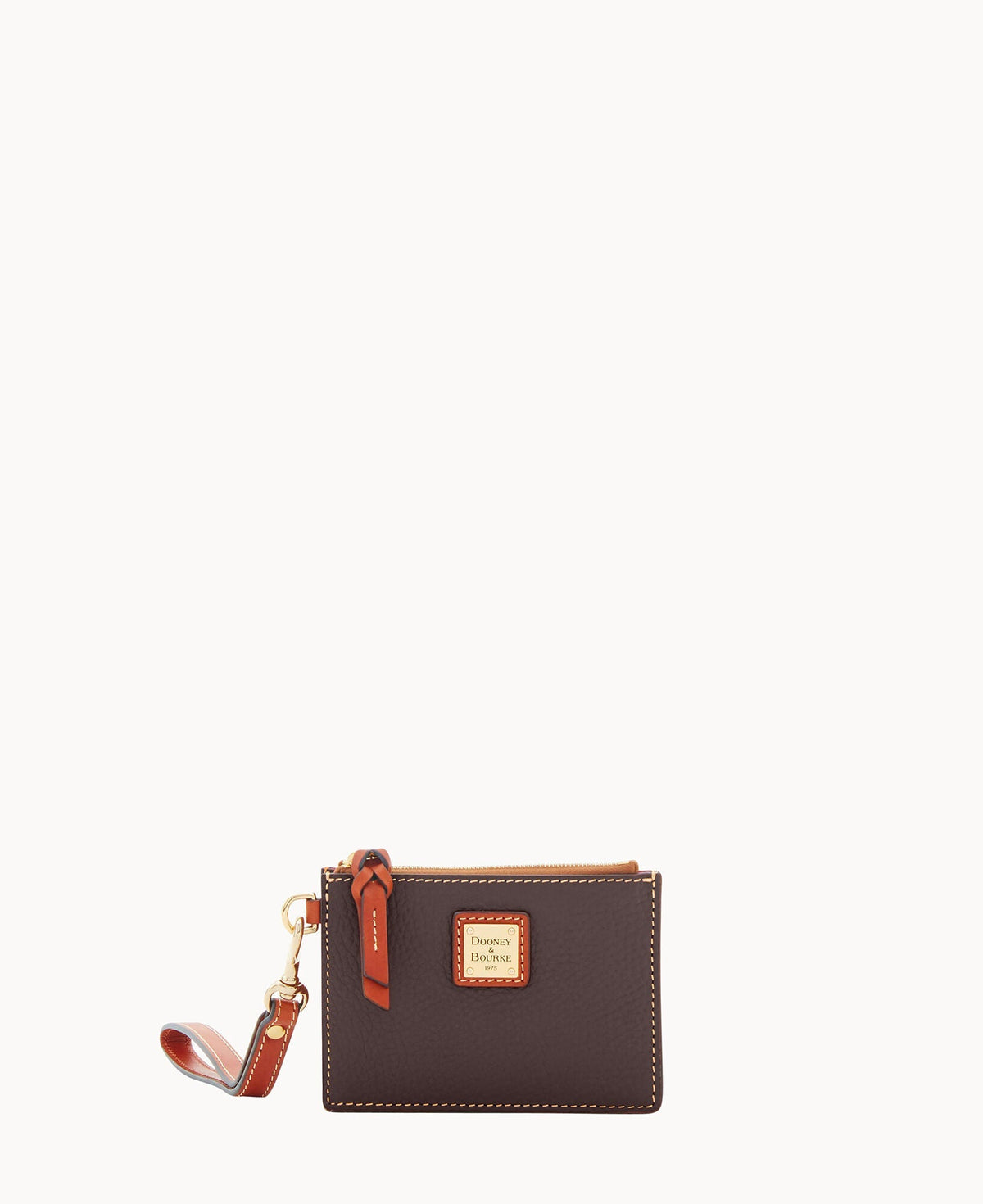 Pebble Grain Zip Top Card Case Wristlet - Brown Tmoro