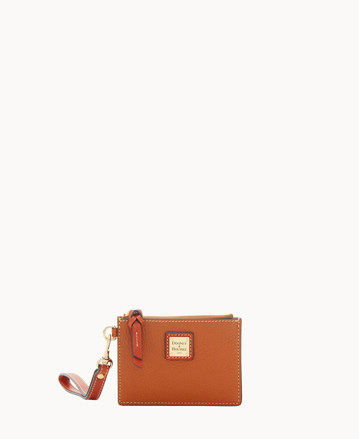 Pebble Grain Zip Top Card Case Wristlet - Caramel