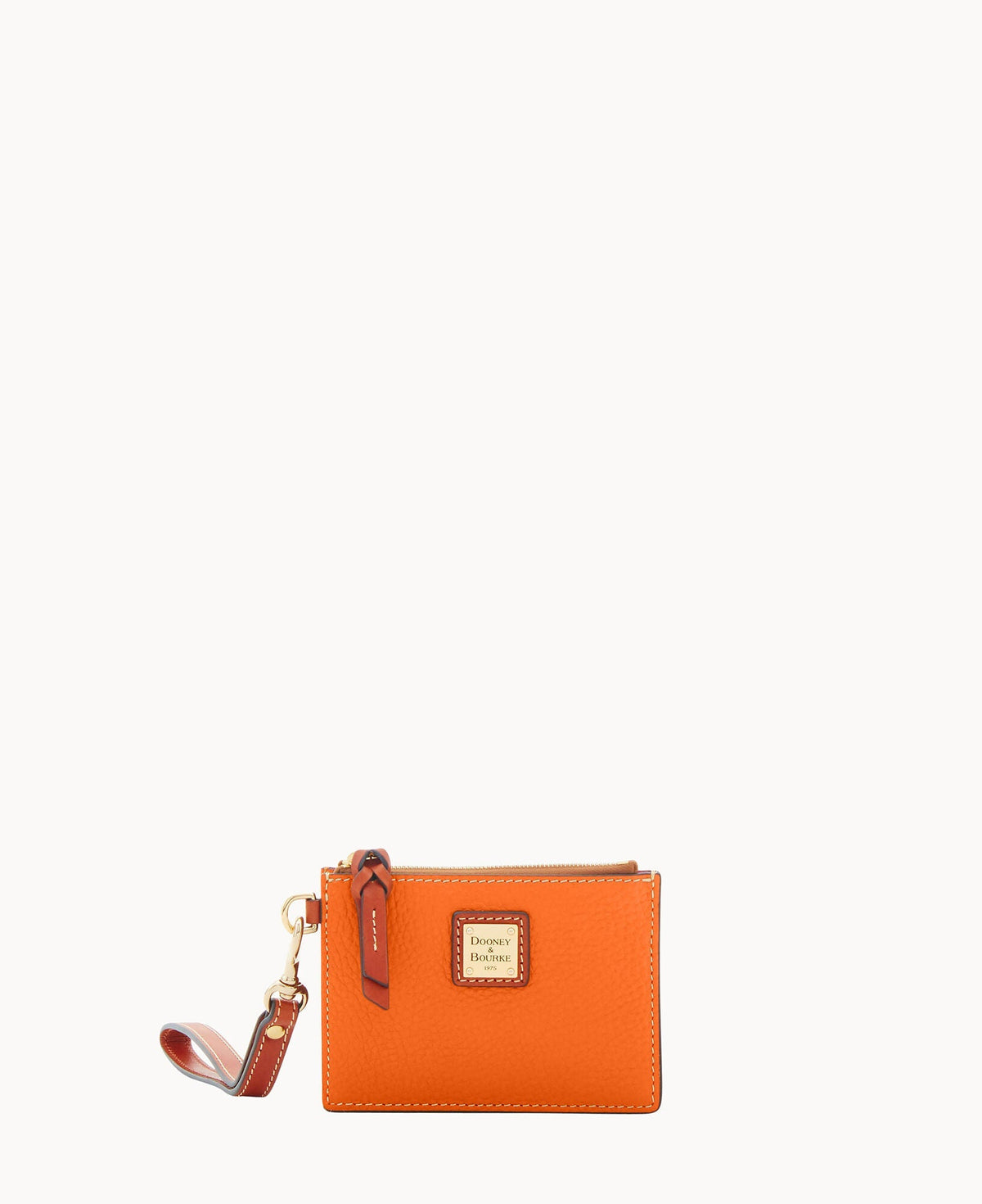 Pebble Grain Zip Top Card Case Wristlet - Clementine