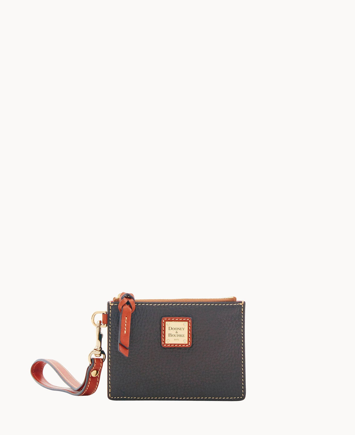 Pebble Grain Zip Top Card Case Wristlet - Chocolate