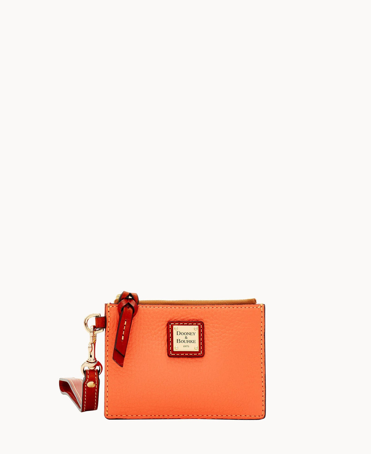 Pebble Grain Zip Top Card Case Wristlet - Coral