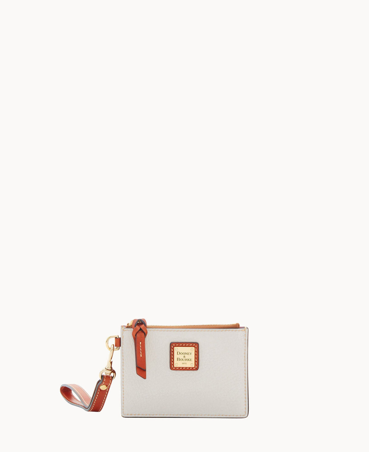 Pebble Grain Zip Top Card Case Wristlet - Ecru