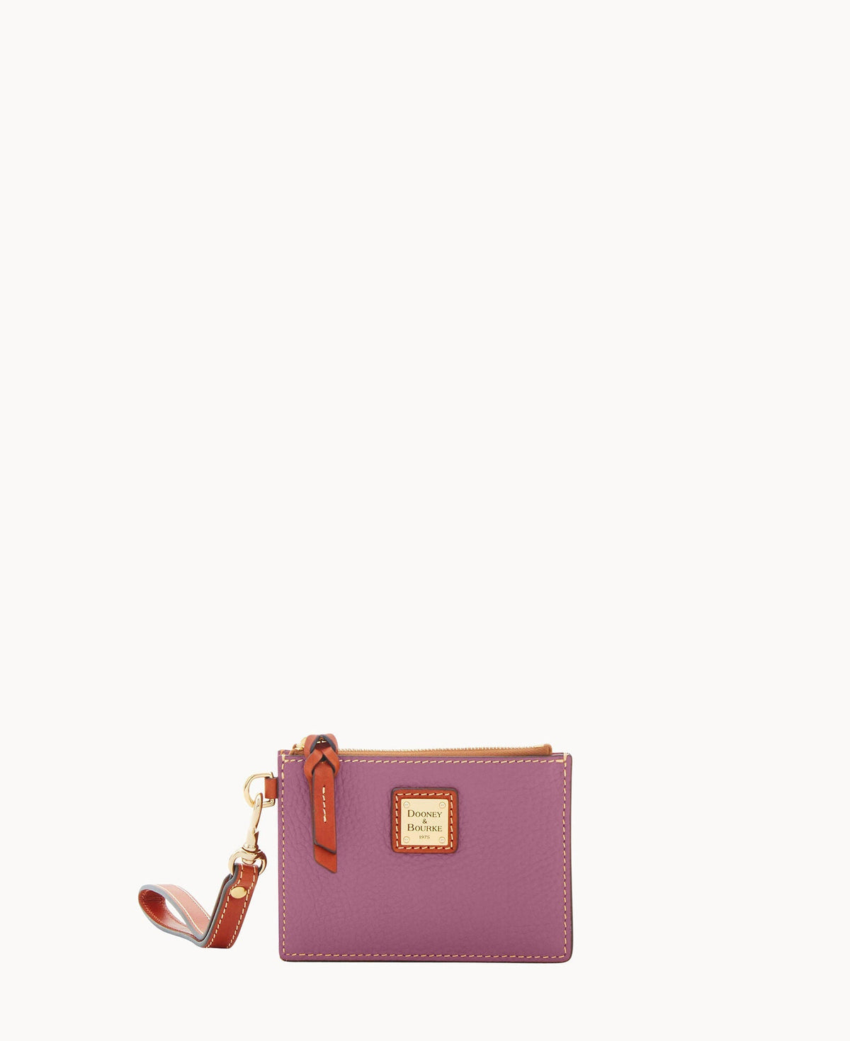 Pebble Grain Zip Top Card Case Wristlet - Dark Mauve