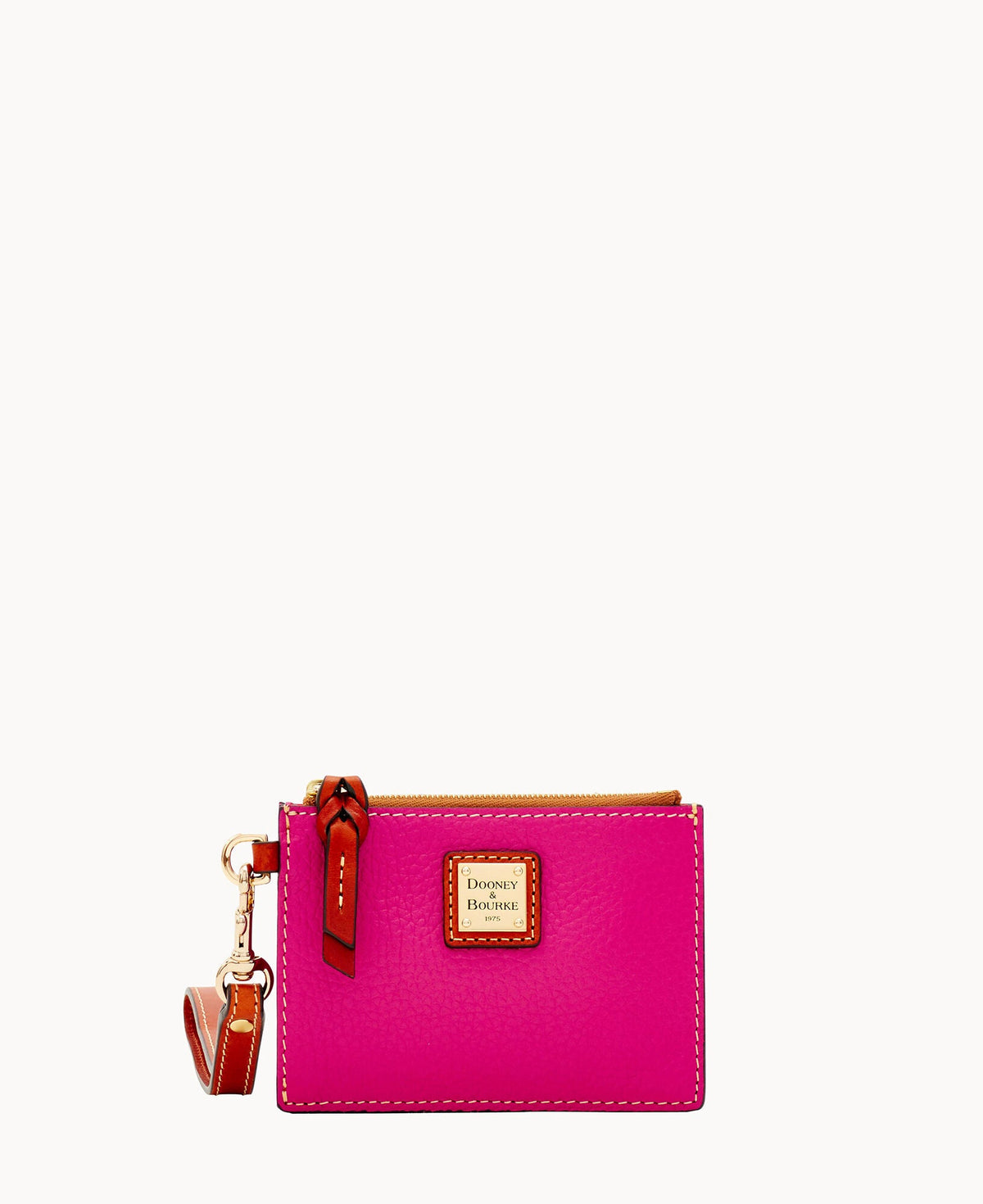 Pebble Grain Zip Top Card Case Wristlet - Magenta