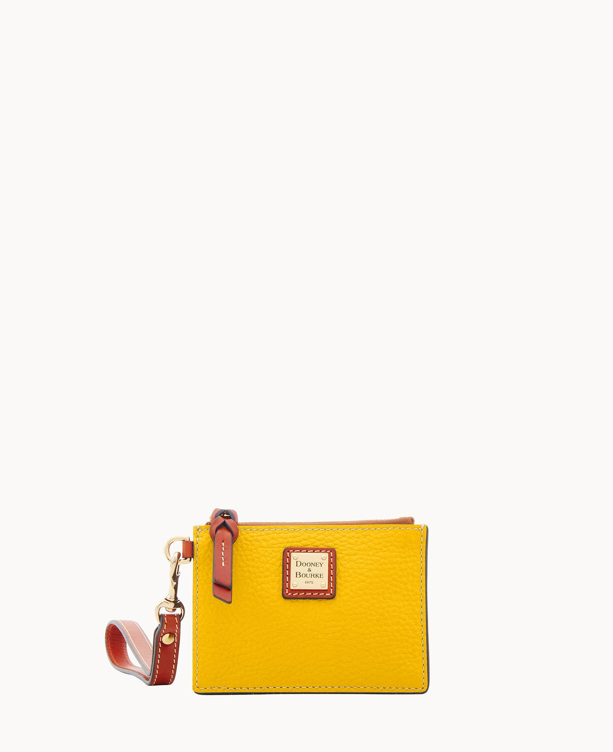 Pebble Grain Zip Top Card Case Wristlet - Mustard