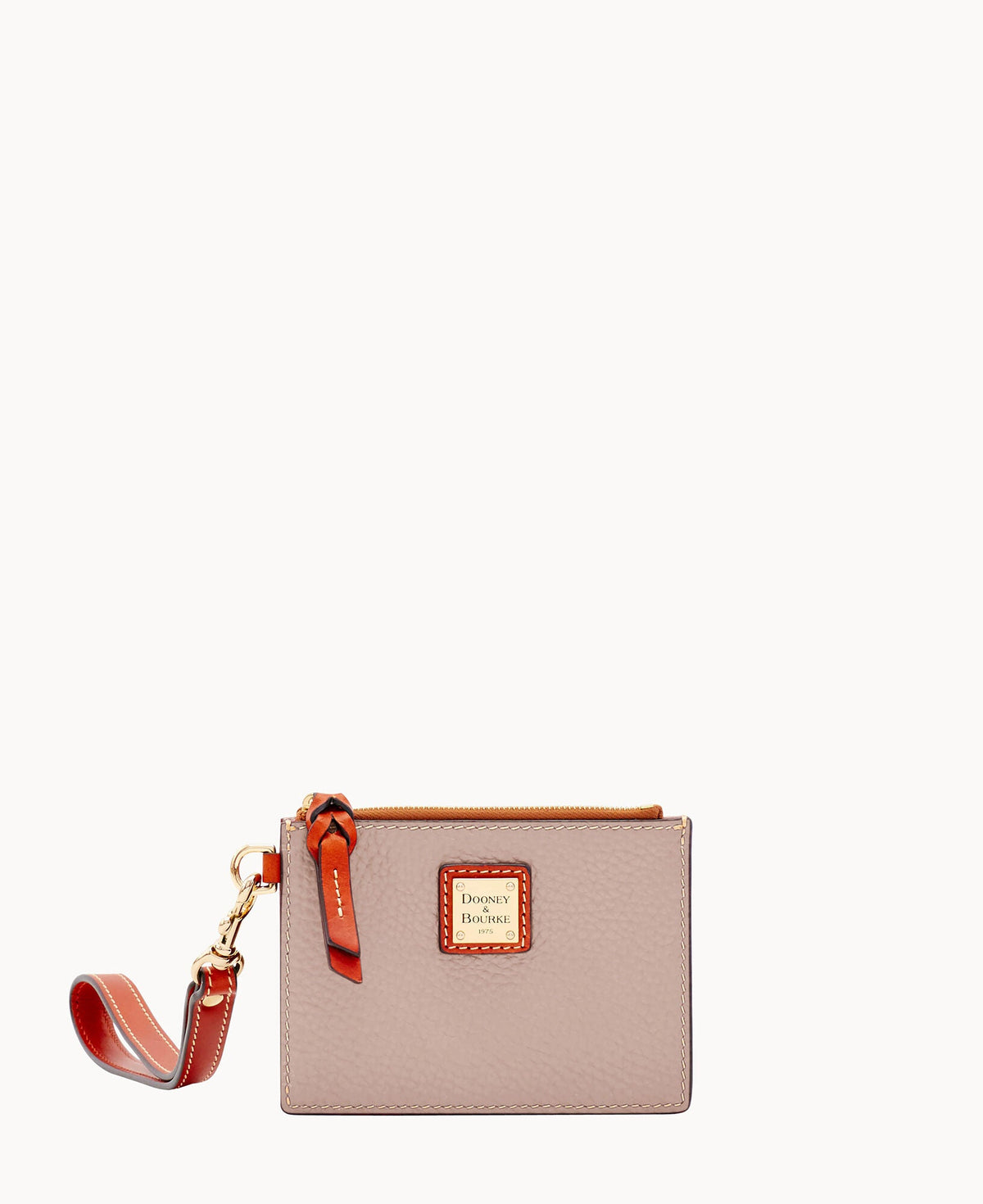 Pebble Grain Zip Top Card Case Wristlet - Oyster